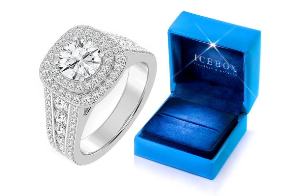 1.00ct Round Solitaire - Double Halo - Diamond Engagement Ring - All Natural