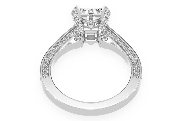 Chant - 1.00ct Princess Solitaire - Deluxe One Row Scallop - Diamond Engagement Ring - All Natural Vs Diamonds