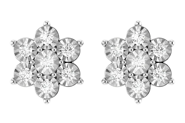 6 Point Diamond Flower Stud Earrings 14k Solid Gold 0.65ctw