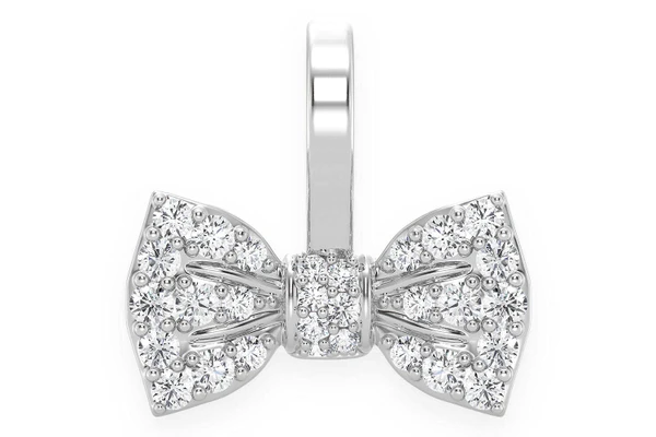 Bowtie Diamond Pendant 14k Solid Gold 0.20ctw