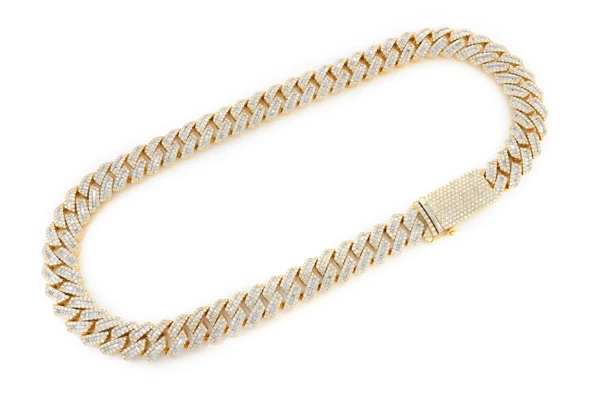 17MM Raised Baguette Miami Cuban Link Diamond Necklace 14k Solid Gold 53.65ctw