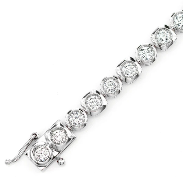 10pt Bezel Set Diamond Bracelet 14k Solid Gold 3.85ctw 