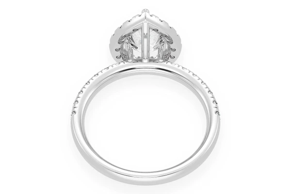 Thav - 1.00ct Pear Solitaire - Scallop Halo One Row - Diamond Engagement Ring - All Natural