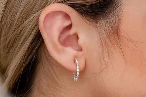  Baguette Hoop Diamond Earrings 14k Solid Gold 0.75ctw