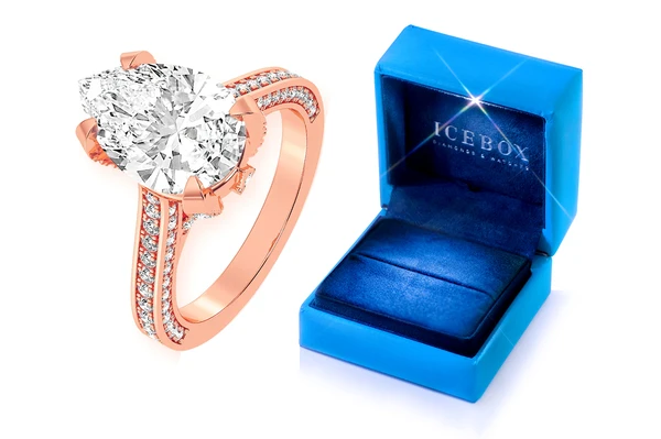 Chant - 3.00ct Pear Shape Solitaire - Deluxe One Row Scallop - Diamond Engagement Ring - Natural Diamonds