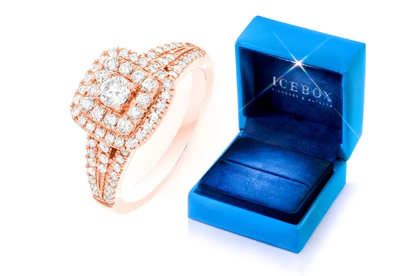 0.75ctw - Cushion Two Tier Halo - Diamond Engagement Ring - All Natural