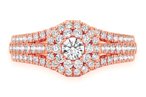 0.75ctw - Round Double Halo - Diamond Engagement Ring - All Natural