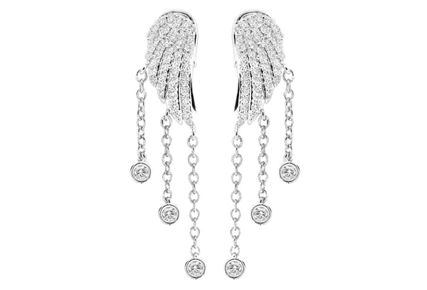 Angel Wing Dangling Earrings 14k Solid Gold 0.75ctw 