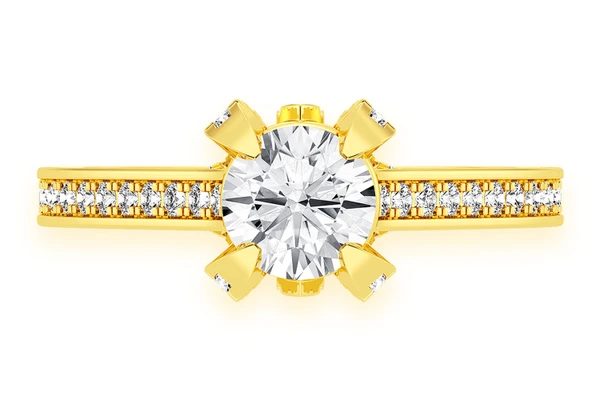 Chant - 1.00ct Round Solitaire - Deluxe One Row Scallop - Diamond Engagement Ring - All Natural Vs Diamonds