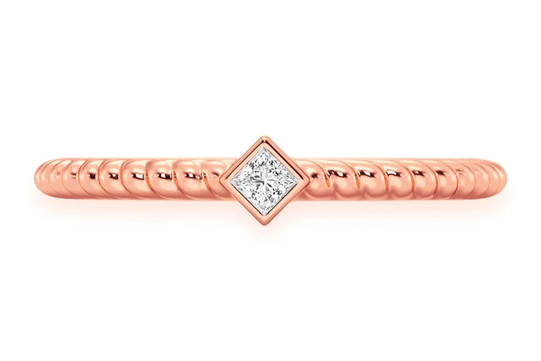 Princess Bezel Rope Diamond Ring 14k Solid Gold 0.05ctw
