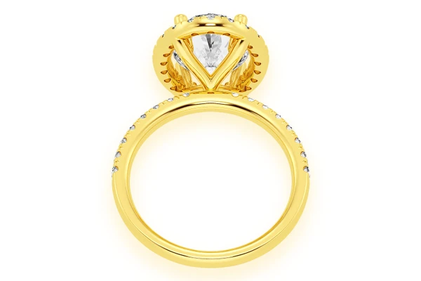 Thav - 3.00ct Oval Solitaire - Scallop Halo One Row - Diamond Engagement Ring - All Natural Vs Diamonds