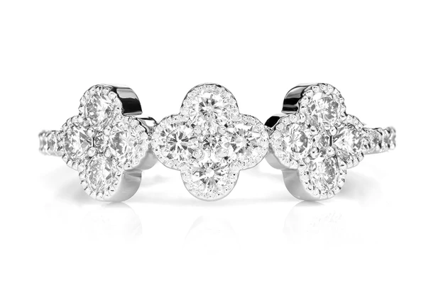 Clover Diamond Ring 14k Solid Gold 0.75ctw