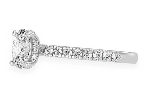 Thinn - 0.75ct Oval Solitaire - One Row Under Halo - Diamond Engagement Ring - All Natural