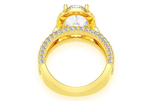 Tripp - 3.00ct Oval Solitaire - Three Row - Diamond Engagement Ring - All Natural Vs Diamonds