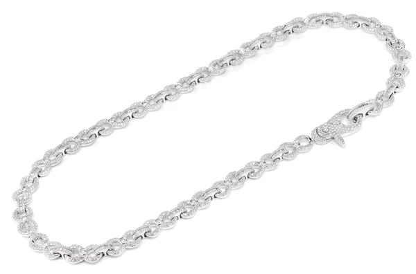 Bezel Infinity Diamond Link Necklace 14k Solid Gold 20.60ctw