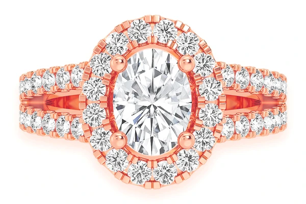 Sphinx - 1.00ct Oval Solitaire - Halo Split Shank - Diamond Engagement Ring - All Natural Vs Diamonds