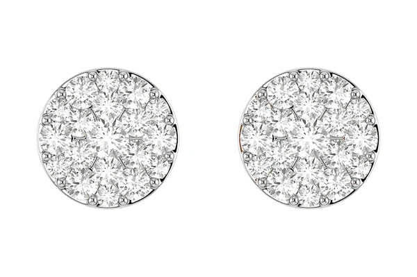 Diamond Disc Cluster Stud Earrings 14k Solid Gold 0.40ctw