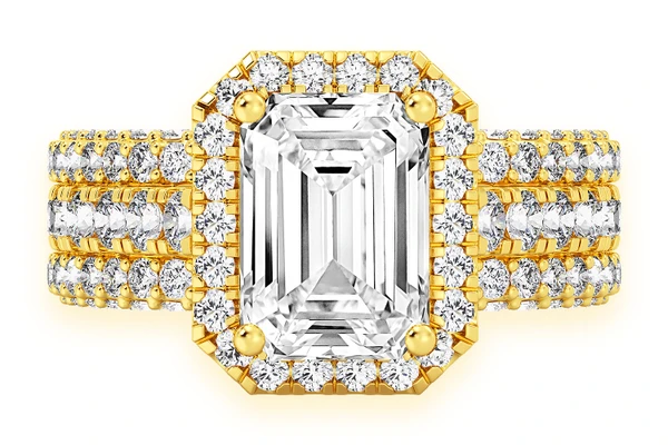 Tripp - 2.00ct Emerald Cut Solitaire - Triple Band - Engagement Ring - Natural Diamonds