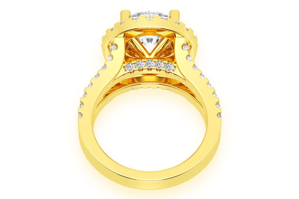 3.00ct Round Solitaire - Two Row Split - Diamond Engagement Ring - All Natural Vs Diamonds