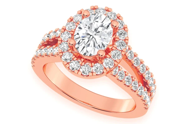 Sphinx - 1.00ct Oval Solitaire - Halo Split Shank - Diamond Engagement Ring - All Natural Vs Diamonds