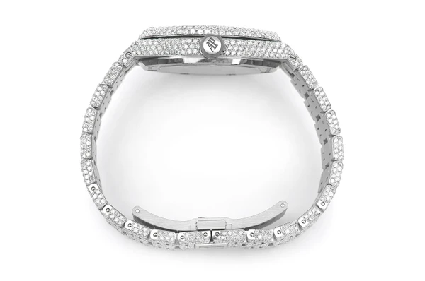 Audemars Piguet Royal Oak 37MM Steel - 18.00ctw Fully Iced Out