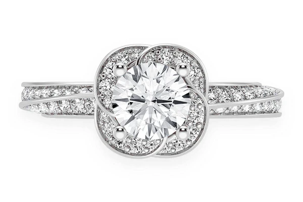 1.00ct Round Solitaire - Flower Petal Halo - Diamond Engagement Ring - All Natural Vs Diamonds