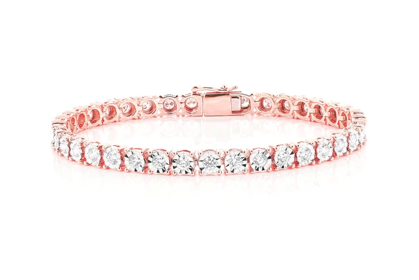 12pt Miracle Set Diamond Tennis Bracelet 14k Solid Gold 4.15ctw