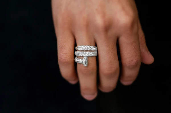 Nail Wrap Diamond Ring 14k Solid Gold 3.00ctw