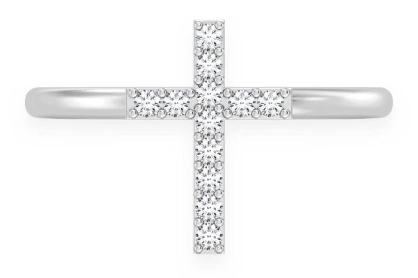 Cross Diamond Ring 14k Solid Gold 0.10ctw