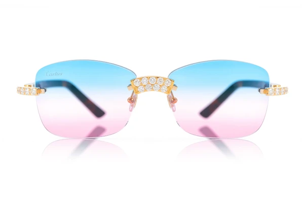 Cartier Glasses Iced Out Diamond Rimless - 5.00ctw - Yellow Gold