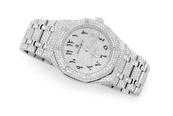 Custom Audemars Piguet Royal Oak Steel - 23.50ctw Fully Iced Out