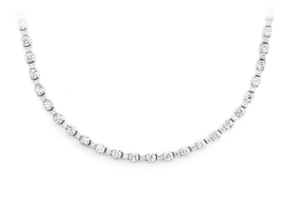 Alternating Small And Large Round Diamond Tennis Necklace Solid Gold 7.60ctw