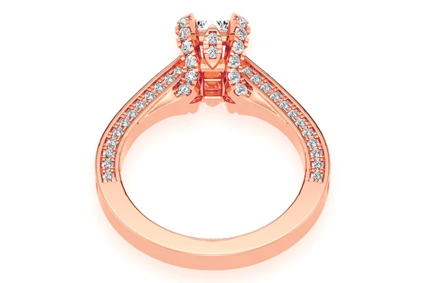 Chant - 1.00ct Emerald Solitaire - Deluxe One Row Scallop - Diamond Engagement Ring - All Natural Vs Diamonds