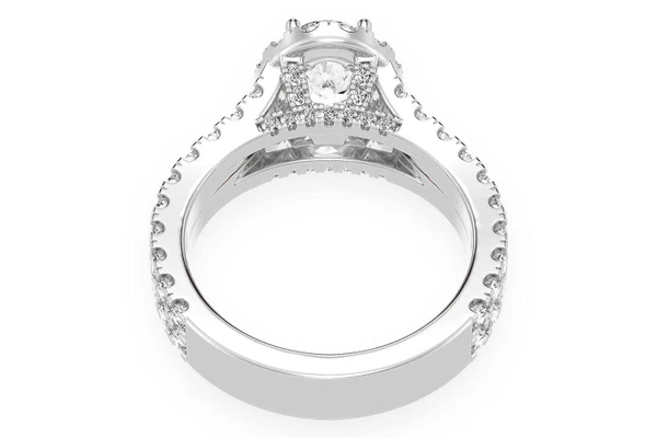 Sphinx - 1.00ct Oval Solitaire - Two Row Split Scallop - Diamond Engagement Ring - All Natural Vs Diamonds