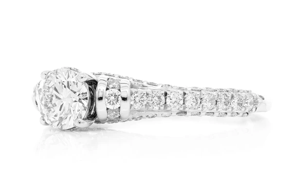 0.50ct Round Cathedral Diamond Engagement Ring - All Natural - 14k Solid Gold