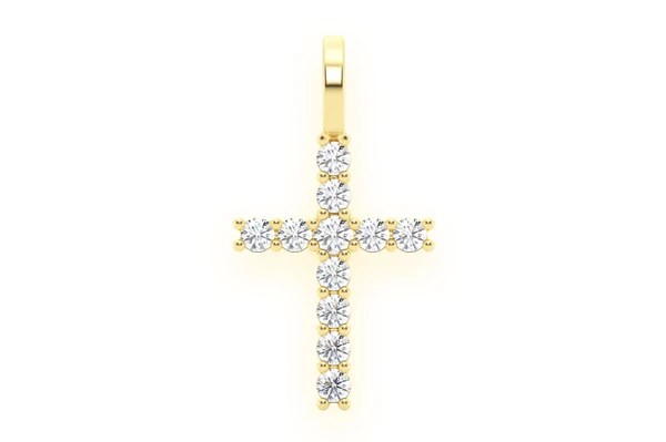 One Row Cross Diamond Pendant 14k Solid Gold 0.25ctw