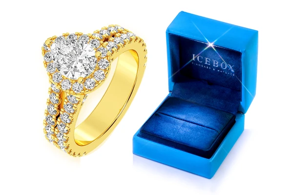 Sphinx - 1.00ct Pear Solitaire - Two Row Split Scallop - Diamond Engagement Ring - All Natural