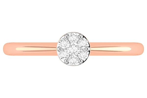 Round Cluster Diamond Ring 14k Solid Gold 0.10ctw