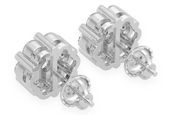 2.00ctw Flower Stud Diamond Earrings 14k Solid Gold