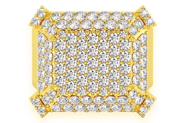 Emerald Shape Signet Diamond Ring 14k Solid Gold 2.30ctw