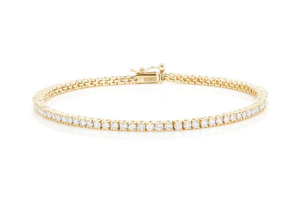 2pt Prong Set Diamond Tennis Bracelet 14k Solid Gold 2.00ctw