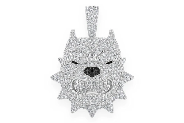 Pitbull Spike Collar Diamond Pendant 14k Solid Gold 3.00ctw