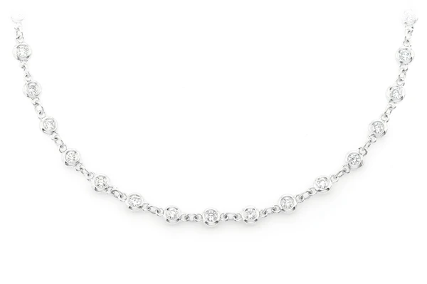 Eternity Round Bezel Set Diamond Necklace 14k Solid Gold 2.25ctw