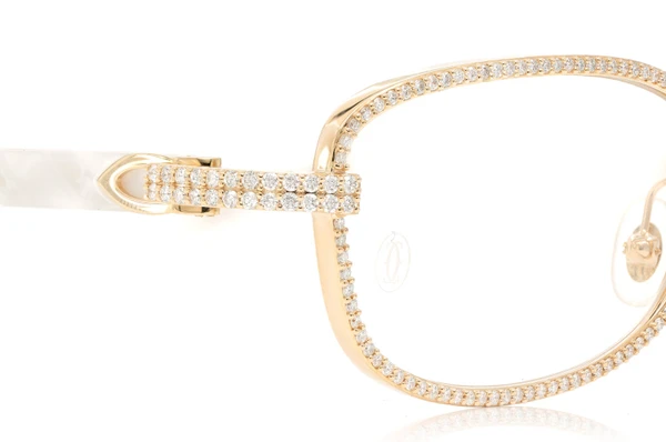 Cartier Glasses Iced Out Diamond Rims - 3.50ctw - Yellow Gold