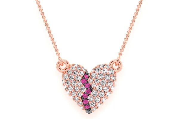 Heartbreaker Diamond Necklace Connected 14k Solid Gold 0.35ctw