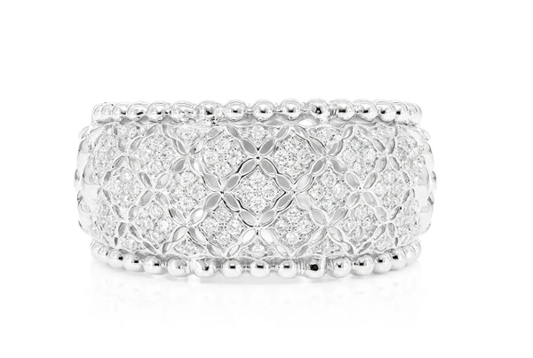 Thin Floral Weaved Diamond Band 14k Solid Gold 0.25ctw