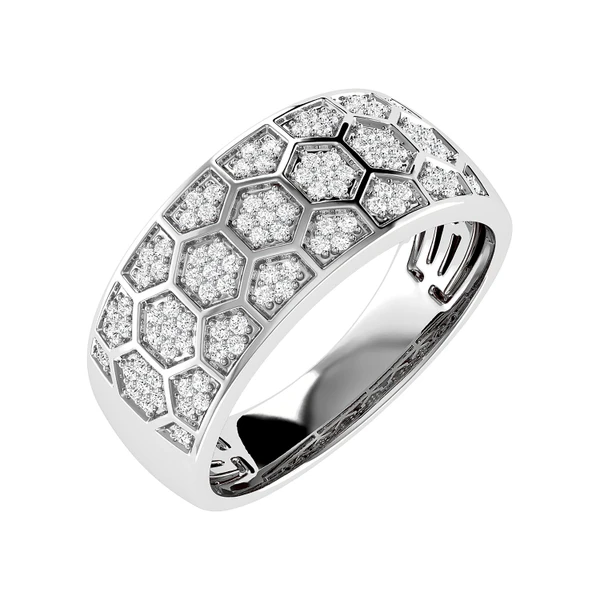 Honeycomb Diamond Band Ring 0.25ctw 14k Solid Gold