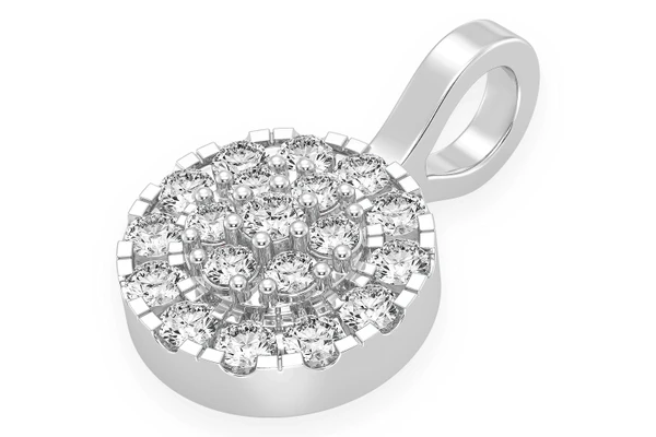 Round Two Tier Halo Diamond Pendant 14k Solid Gold 1.00ctw