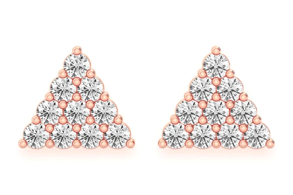 Triangle Stacked Stud Diamond Earrings 14k Solid Gold 0.15ctw