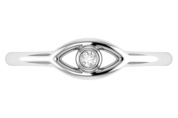 Evil Eye Ring 14k Solid Gold 0.05ctw 